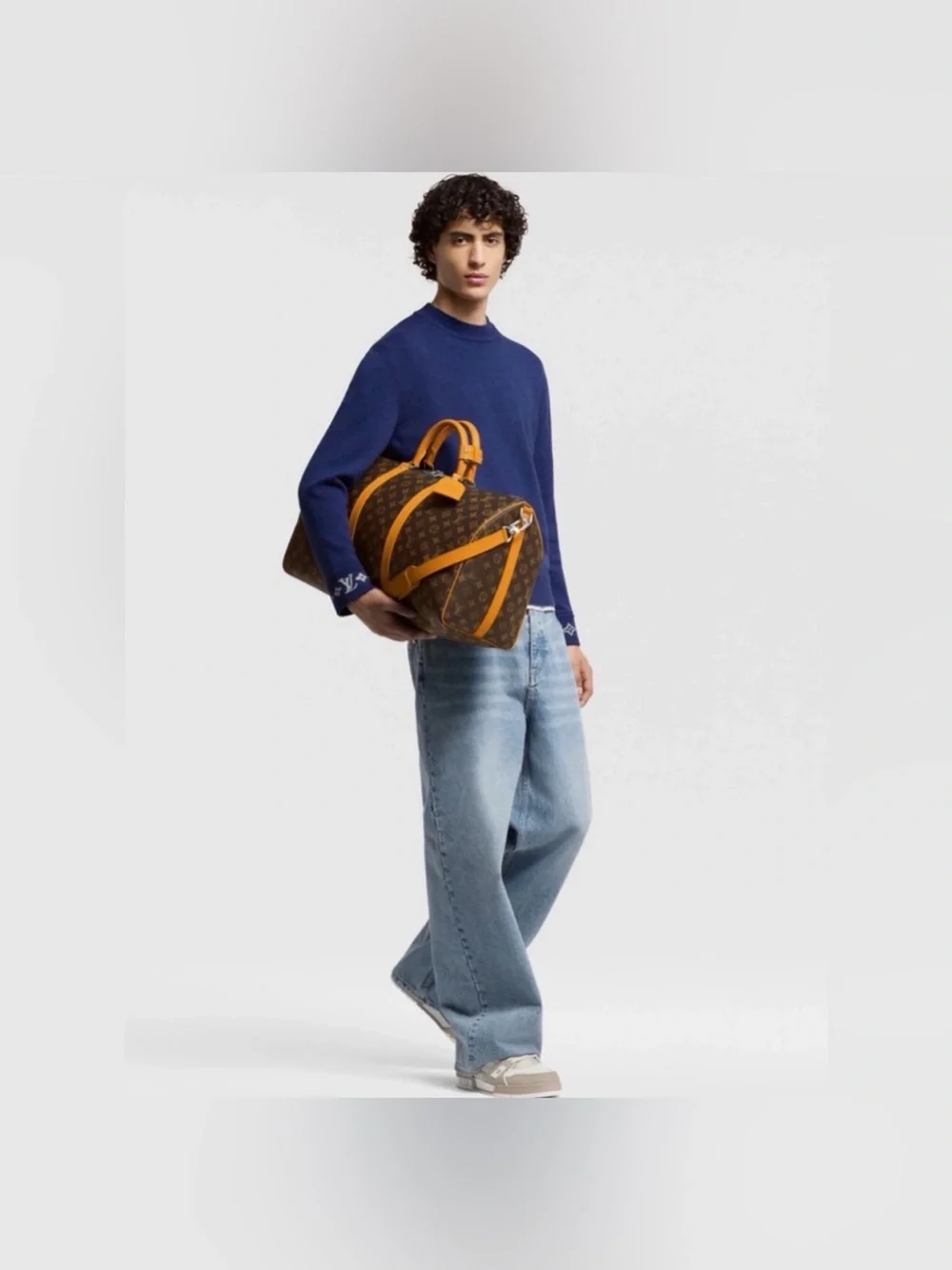 Louis Vuitton Keepall Bandoulière 50 MacassarYellow Leather Trim (M12634)